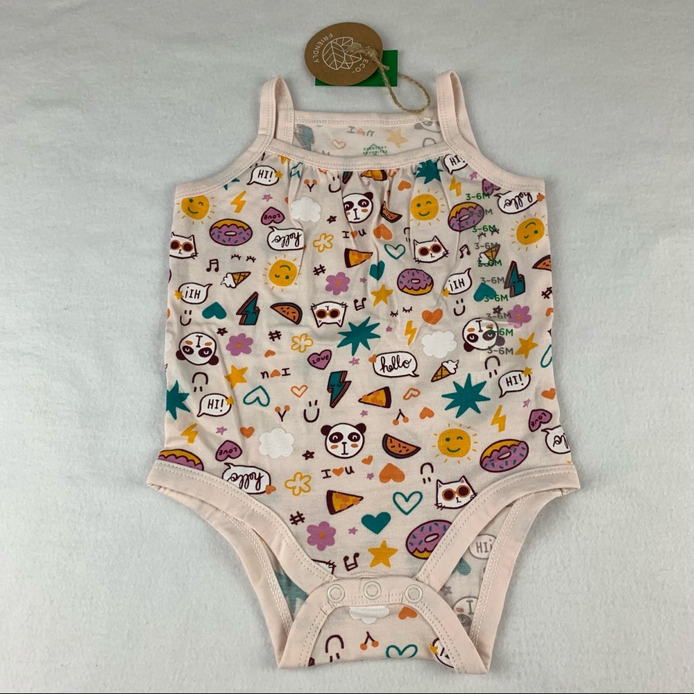 Baby Girl Summer One-Piece Bodysuit Eco-Friendly Pink 3-6M Snap Bottom Dip New